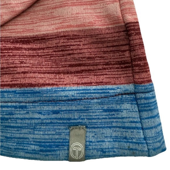 T by Talbots Women’s XL Striped Mock Neck Pullover Top Blue Pink Burgundy Cotton - Picture 9 of 10